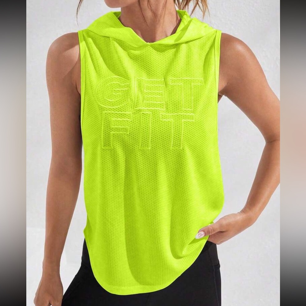 Get Fit mesh with hood gym tank top